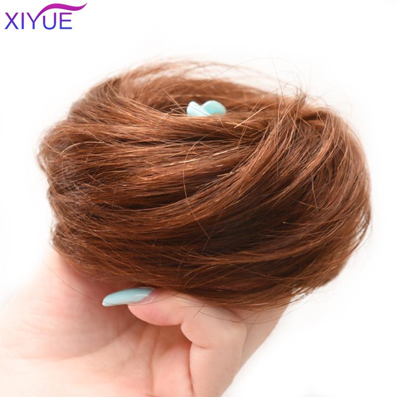 Girls Curly Scrunchie Chignon With Rubber Band Brown Gray Synthetic Hair Ring Wrap On Messy Bun Ponytails Straight Hair Tie