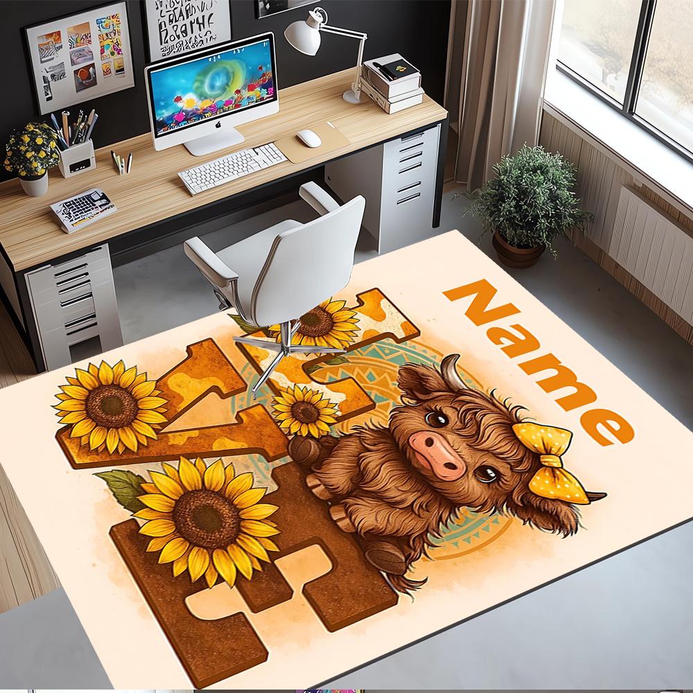 Tappeto Personalizzato con Stampa Mucca, Tappeto per Sedia da Ufficio Soggiorno Camera da Letto Cucina Decorazioni Regali.