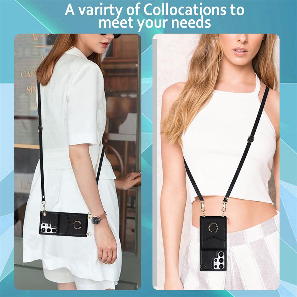 Crossbody Lanyard Strap Wallet Leather Case For Samsung Galaxy Note 20 10 S24 S23 S22 Ultra S21 Plus FE A52 A72 A32 A22 5G Cover