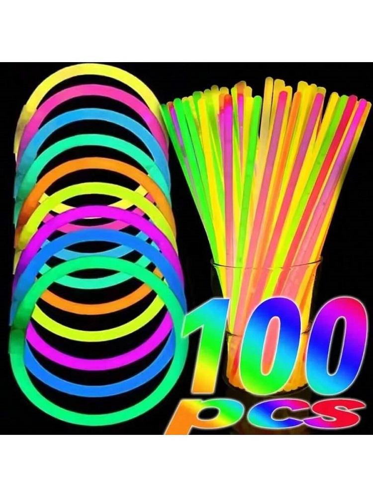 100Pcs Fluorescence Sticks Party Multicolor Glowing Stick Bright Colorful Light Bright Bendable Glow Bracelet Party Supplies