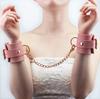 Liebe Seele SM Goods Restraints Genuine Queen High-end Collar, Handcuffs, Set, Leather, Cosplay, Training, (Pink)
