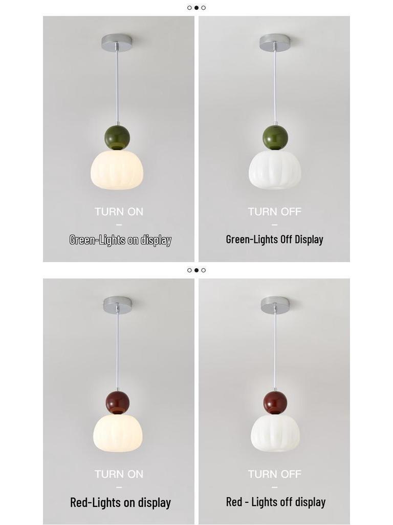 Cream Style Pumpkin Pendant Light: Modern Minimalist Bedside Lamp for Master Bedroom, Bar Counter, or Foyer with Single Head Cord Suspension.