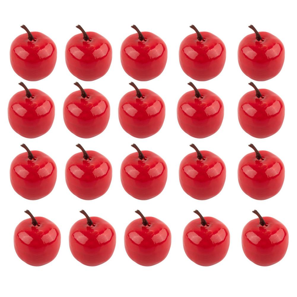 

20pcs Simulation Fruits Apples Plastic Fake Red Green Apples Photo Props Fruit Home Artificial Shop Kitchen Model Decoration червоний