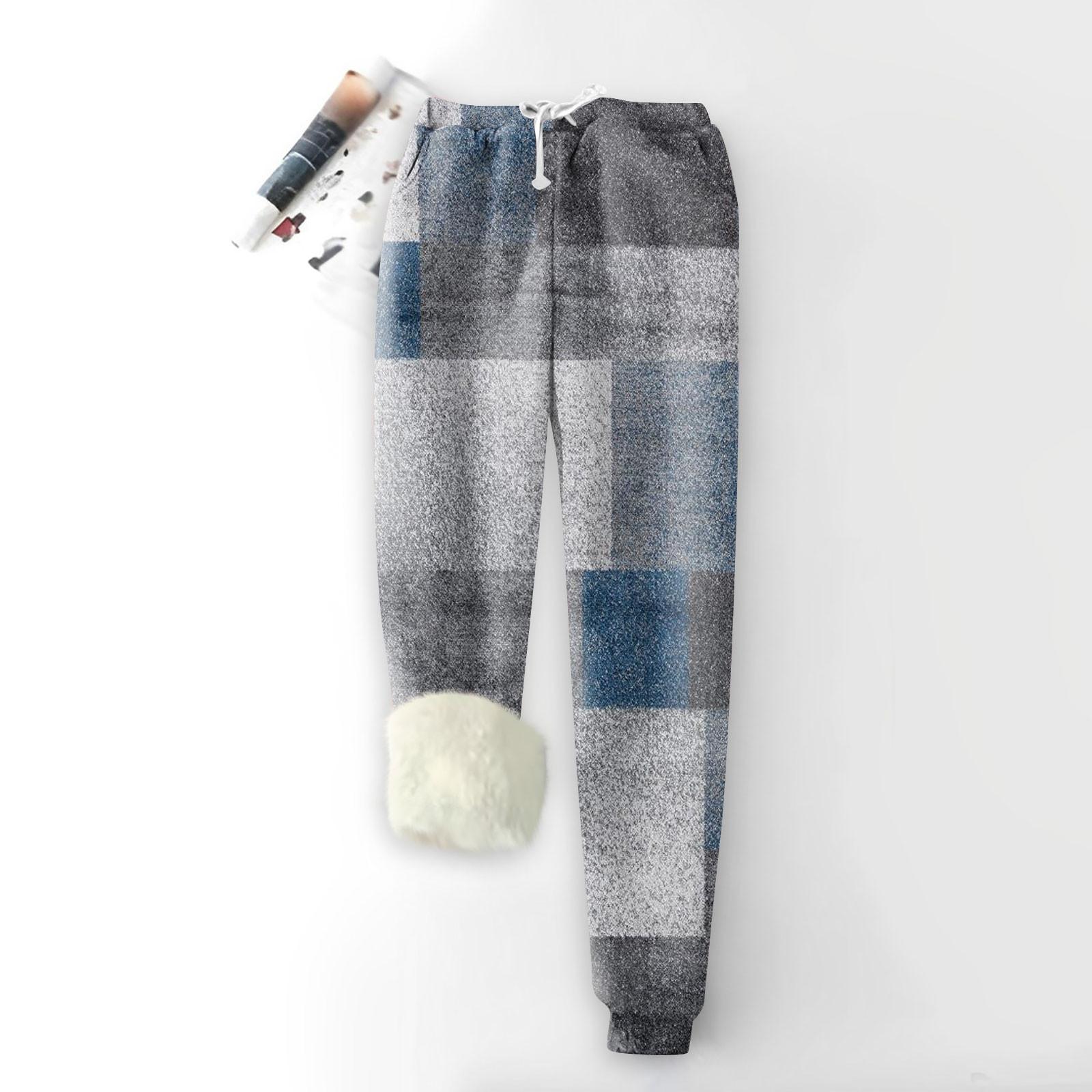 

Женские модные спортивные свободные утолщенные теплые брюки из плотного флиса с принтом XL