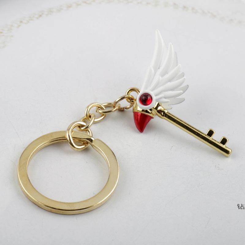 Cartoon Anime Card Captor Sakura Choker keyring Cardcaptor Sakura Clow Charm Pendant keychains Sealing Wand Statement Necklace