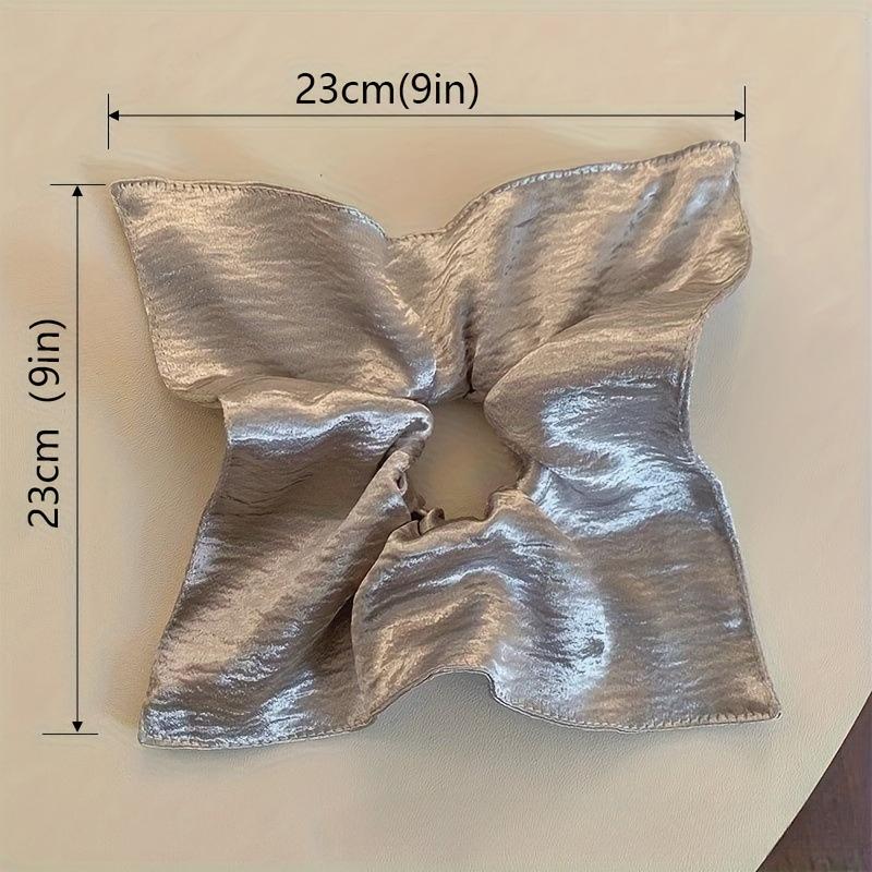 Korean-style Shiny Fabric Silvery Square Scarf Large Intestine Hair Tie for Women Low Ponytail Hair Rope