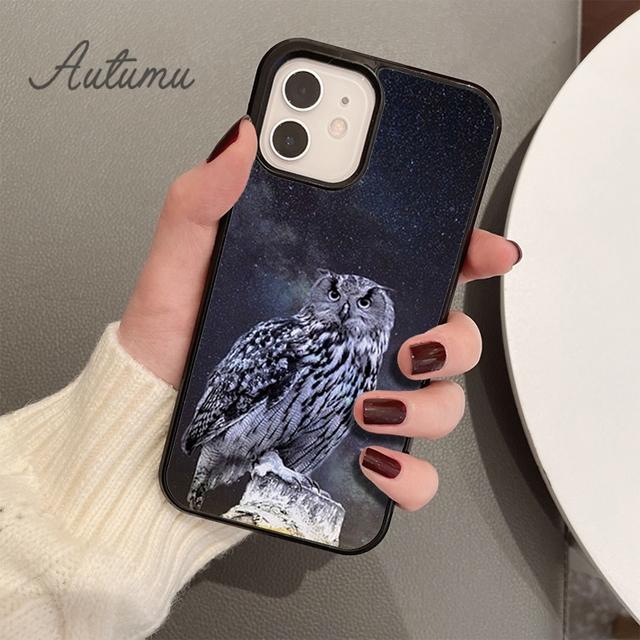 Zvierací Sova čierny Silikónový Kryt na Telefón pre iPhone 11 12 13 14 Pro Max mini XR XS SE 2020 6S 7 8 Plus Samsung Galaxy S21 S22 Kryt
