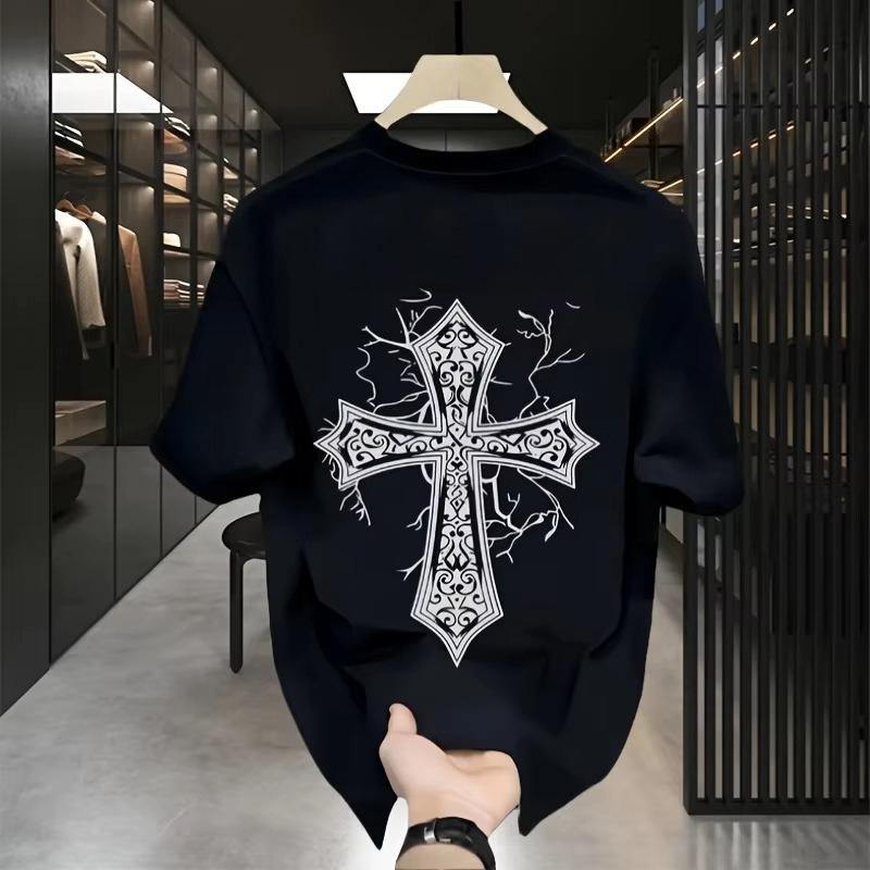 New Unisexs Loose Tshirt Black and White Color Round Collar Designsuitable for Street Casual Wear Shortsleeved Style