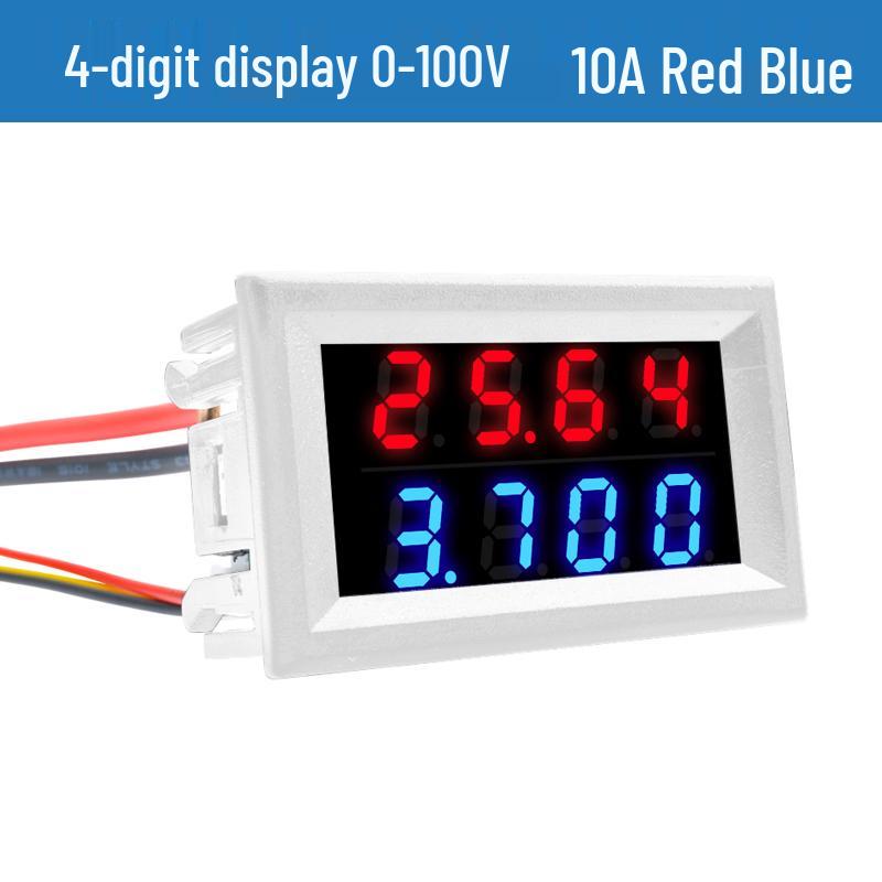 Digital LED DC Current Voltage Meter, Dual Display: 0-100V/200V, 10A/50A/100A Ammeter