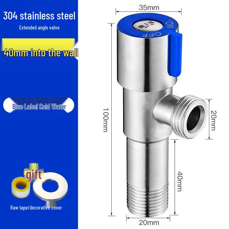 304 Stainless Steel Angle Stop Valve for Water Heater and Toilet, Wall-Mounted Triangle Design, Thickened Type