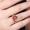 Gold-Plated Red Crystal Ring for Women - Adjustable European Style with Ruby and Full Micro-Paved Zirconia.