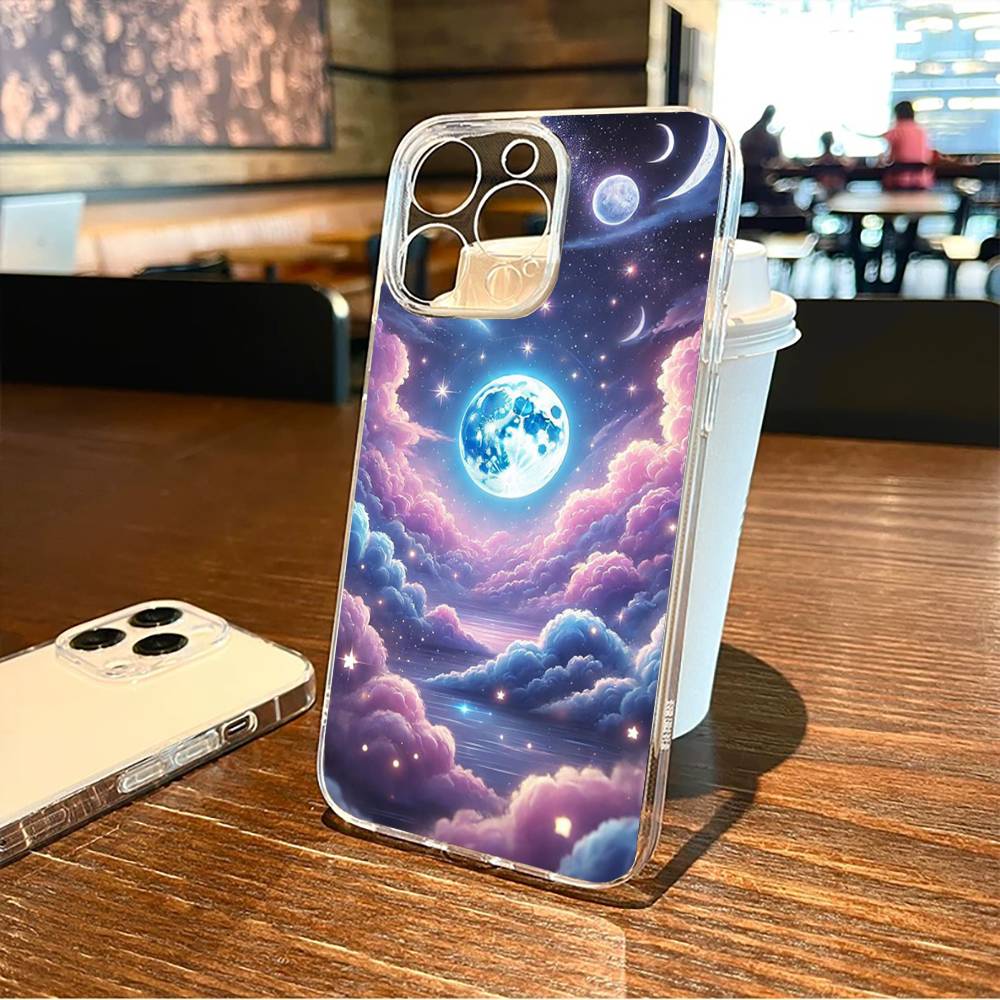 Traumhafter Galaxie-Print Handyhülle Für iPhone17,16,15,14,13,12,11 Plus,Pro Max Weiche Transparente Hülle