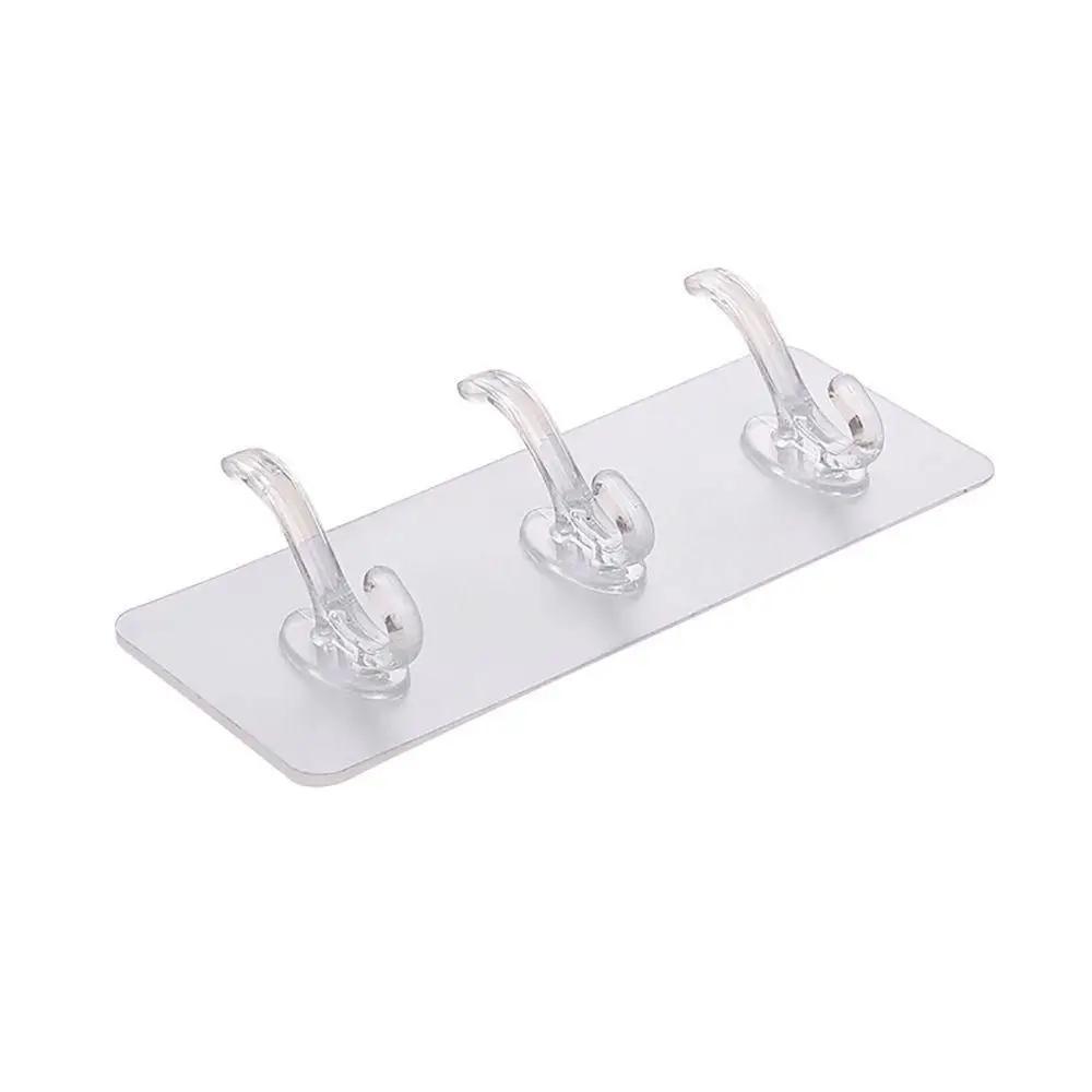 PVC Wall Mounted 1/3/5/6 Row Automatic Transparent Hanger Priceless Hanger Multi-Purpose Hooks