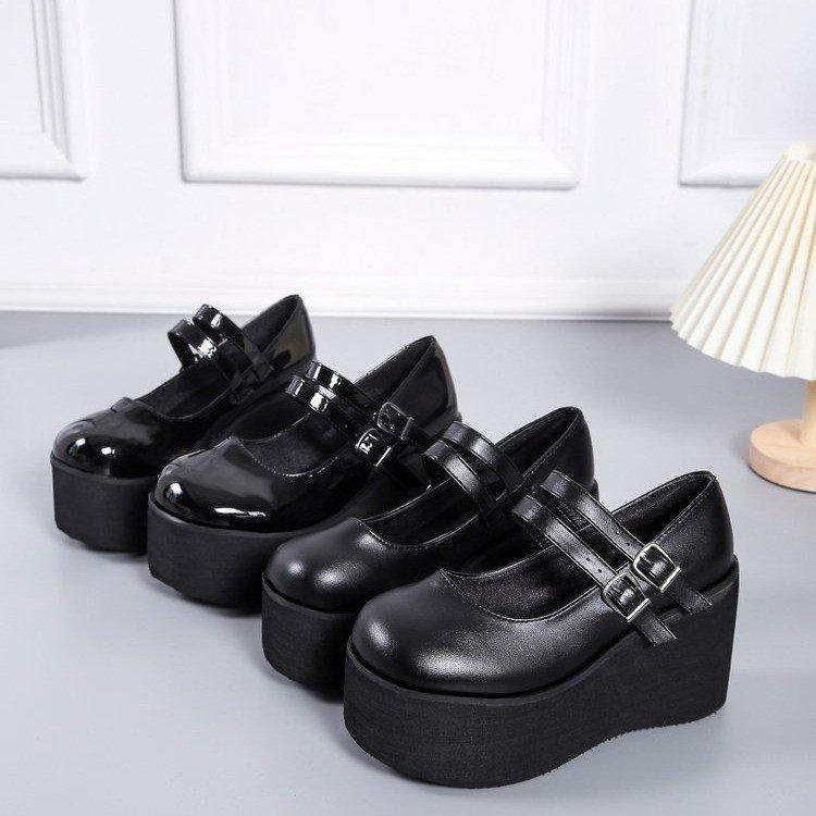 Scarpe Lolita da Donna Carine Mary Janes Décolleté Zeppe con Plateau Tacchi Alti Décolleté da Donna Scarpe Dolci Gotiche Punk Donna