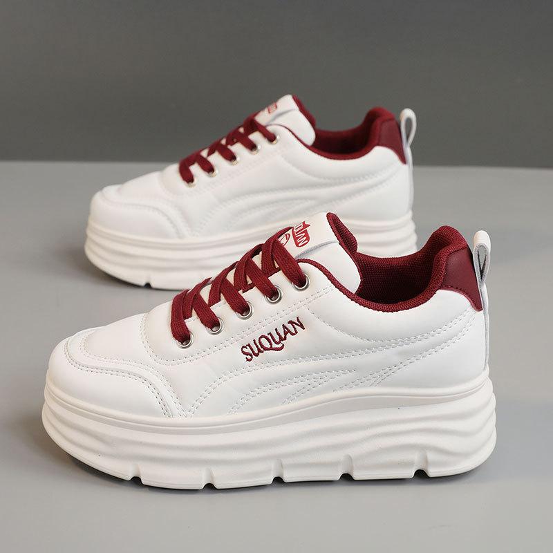 New Board Shoes Solid Color Summer Trendy White Shoes Thick Soled Interior Height Increasing Casual Shoes Student Shoes