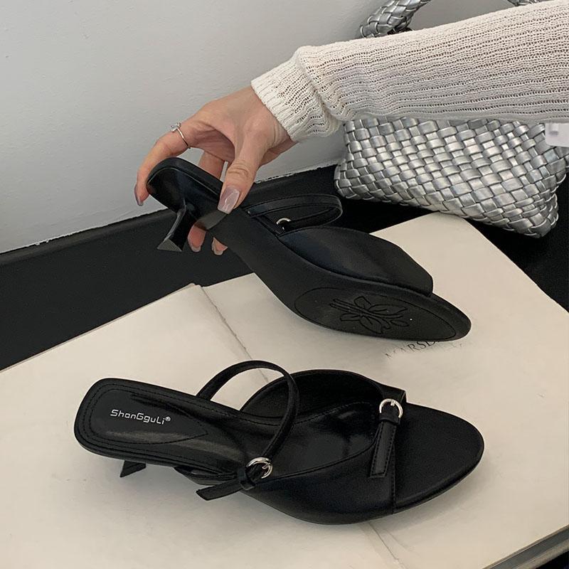 Shallow Elegant Women Low Heel Pumps Shoes Casual Female Slides Footwear Slip On Ladies Heeled Sandals Shoes