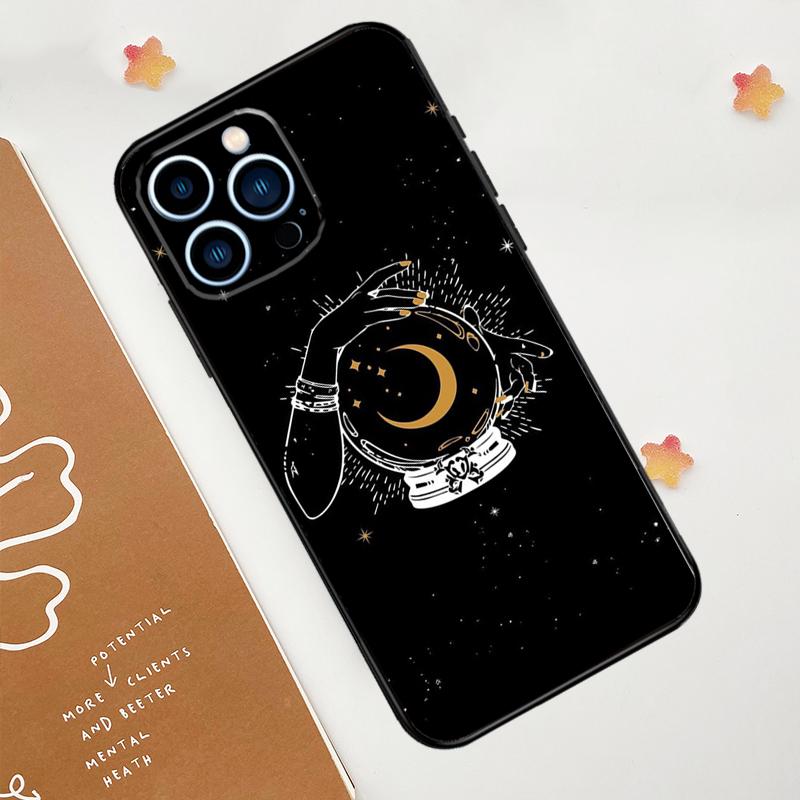 Fortune Telling Moon Stars Hands Art Phone Case For iPhone 17 Pro Max 14 13 12 11 15 16 Pro Max Mini 16 Plus 16e 17 Air Funda