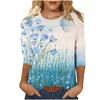 2026 Women's Casual Elegant Spring/Summer Large Love Printed Solid Color Loose Round Neck Long Sleeve T-shirt