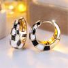 1 Pair Golden Color Black White Enamel Circle Earrings Women Wedding Drop Earrings Jewelry