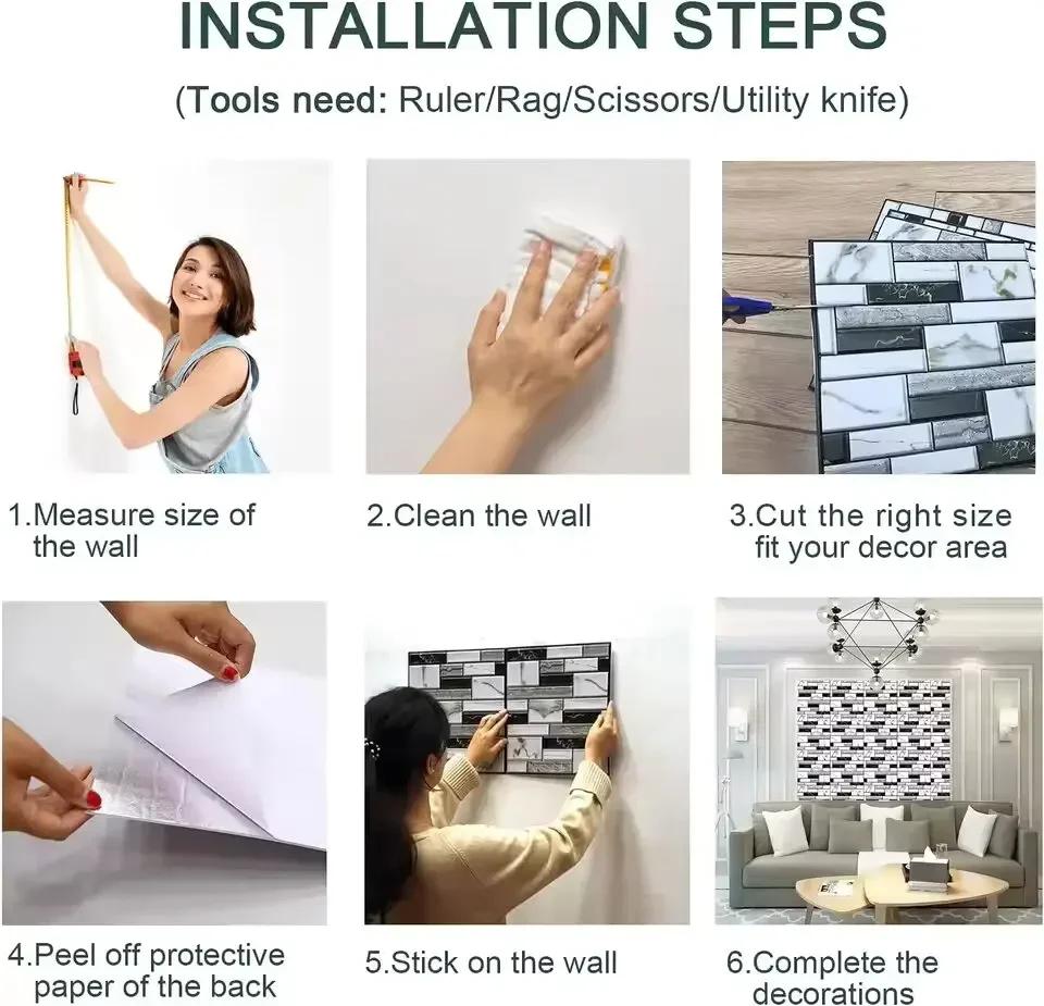 5/10pcs 30X30CM Simulation 3D Stereo Stone Self Adhesive Wall Stickers For Living Room Bedroom Background Wall Decor Home Decor