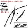 3Pcs Front & Rear Windshield Wiper Blades Set 26"+15"+12" Pinch Tab Connector Fit European Hatchback 2005-2013