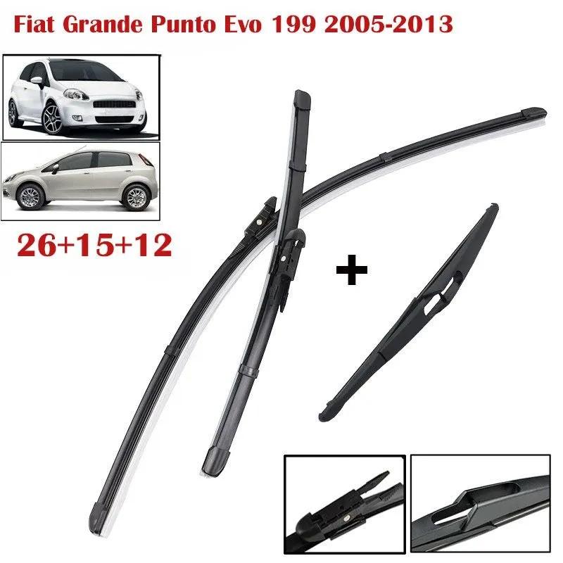 3Pcs Front & Rear Windshield Wiper Blades Set 26 +15 +12  Pinch Tab Connector Fit European Hatchback 2005-2013 чёрный