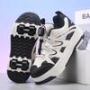 Double Wheel Runaway Shoes Girls Sports Pulley Shoes Spring Burst Wheels Children'S Skates Middle And Older Children