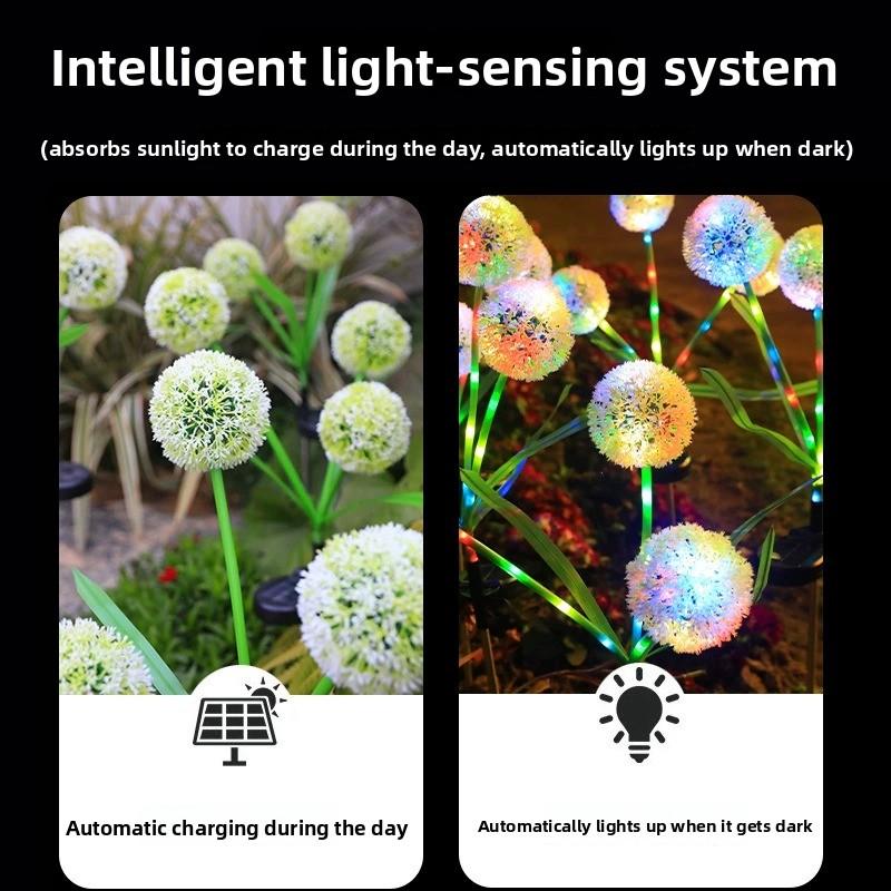 Luz solar de diente de león para jardín, lámpara LED impermeable para patio y decoración exterior