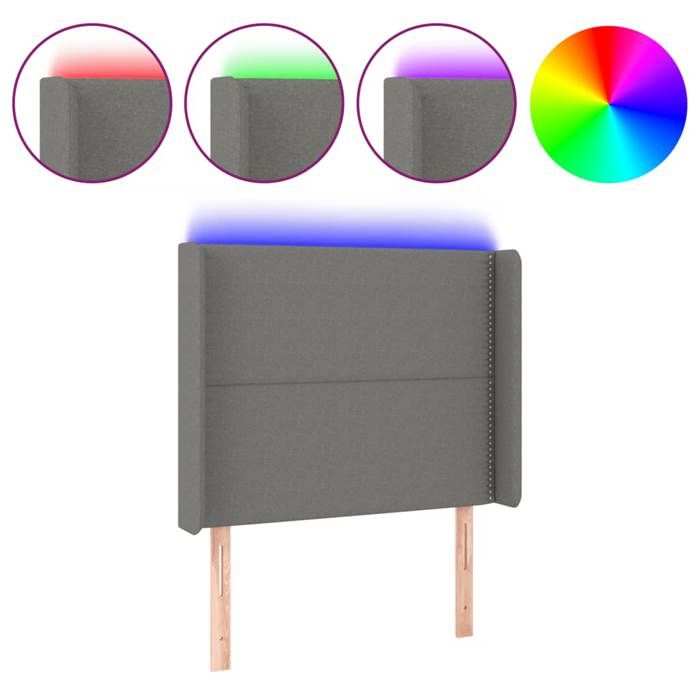 VidaXL LED Headboard Bedroom Furniture Single Bed Accessory Headboard Bed Frame Interior Dark Grey 3123899