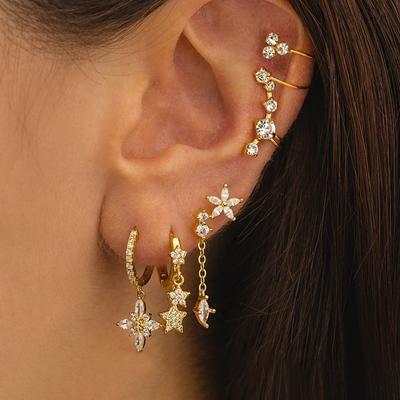 2 Pares Novo Design Cor Dourada Brincos Pendentes de Estrela para Mulheres Luxuosos Estrela Pendentes Brinco Novidade em y2k Joias brincos de mulher