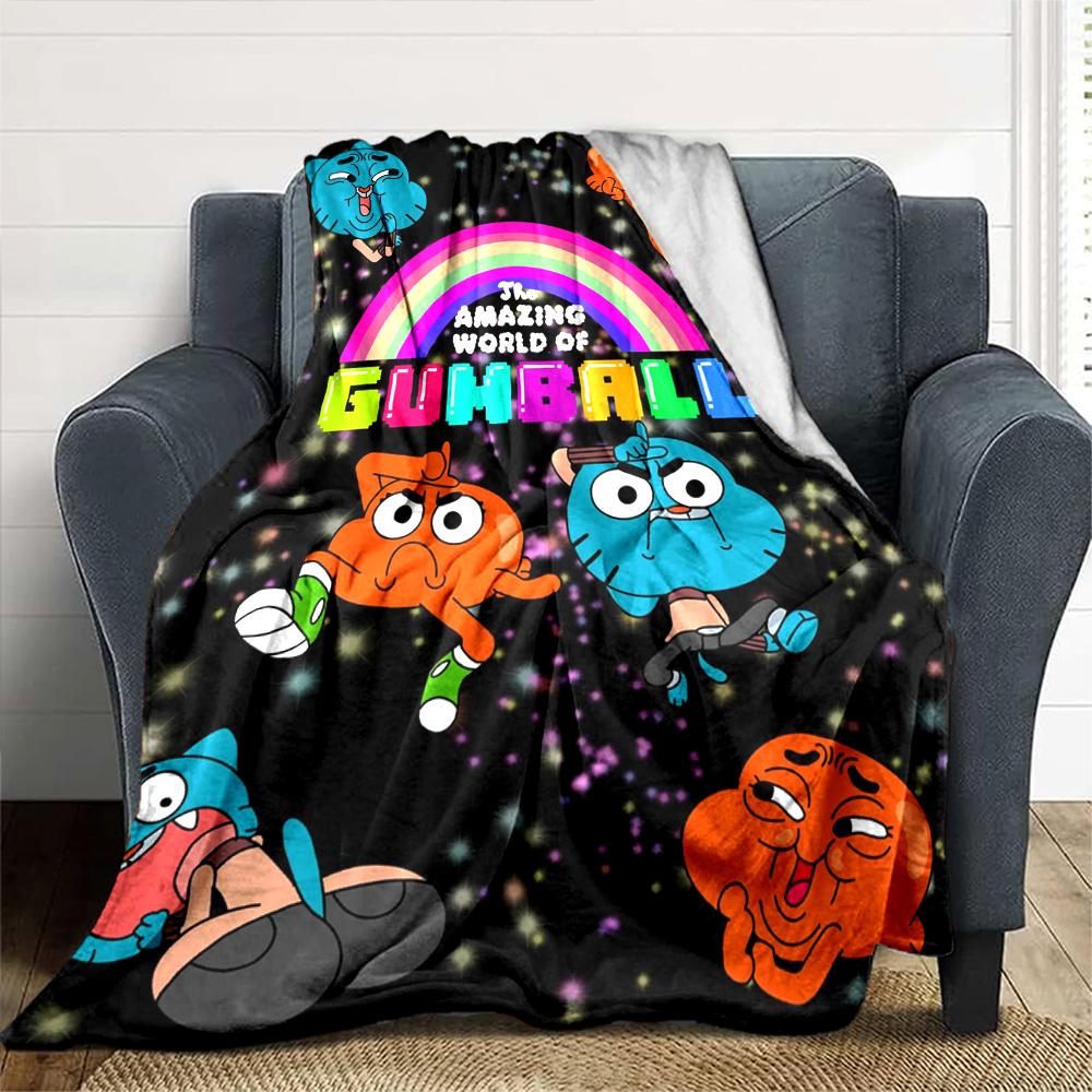 The Amazing World of Gumball Print Flannel Blanket High Quality Warm Comfortable Cover for All Seasons Perfect for Gifts Home Deco