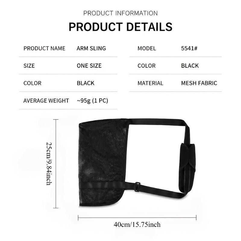 Adjustable Mesh Arm Sling with Thick Pressure-Relief Shoulder Pads, Sweat-Absorbent Lightweight Full-Cover Arm Stabilizer
