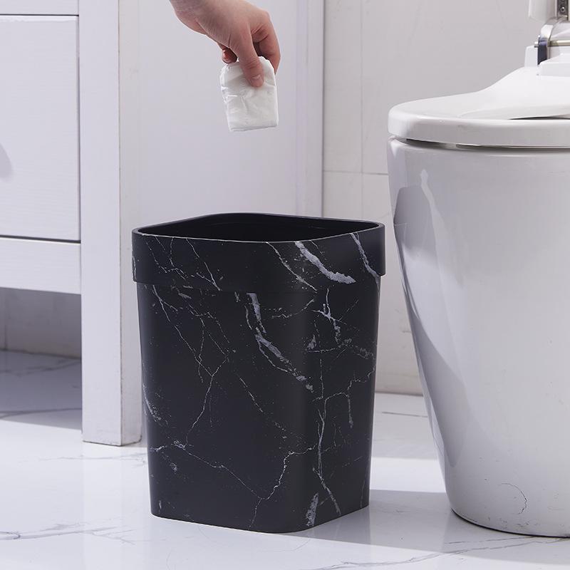 Black Marble Pattern Trash Can for Home - Living Room, Kitchen, Bathroom