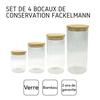 Set De 4 Boîtes De Conservation En Verre - FACKELMANN - Nature - Couvercle En Bambou