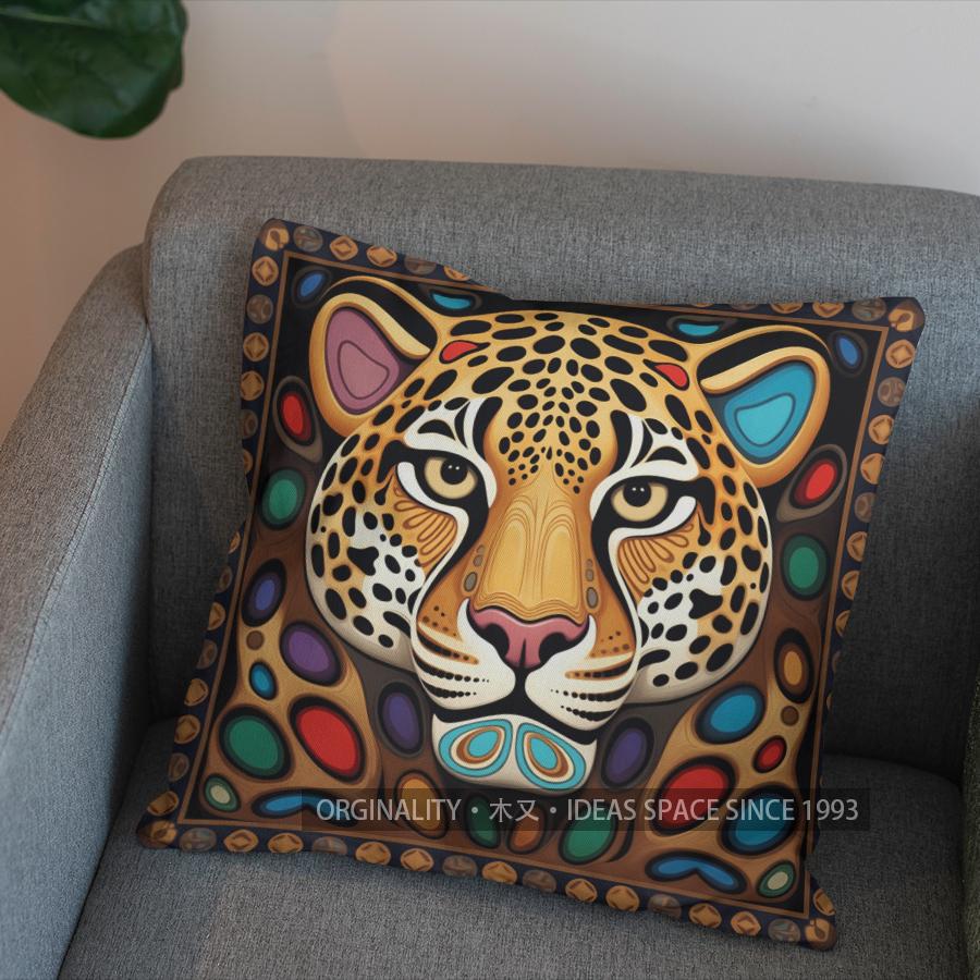2D Leopard-Print Square Pillow For Modern Home Pattern Cushion Cover Suitable For Sofa Bedroom Car Pillow Cover