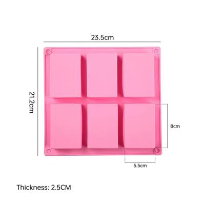 Square Soap Mold, 6-compartment Non-stick Silicone Brownie Pan, Square Mold, Square Silicone Mold Chocolate, Cupcake, Corn Bread