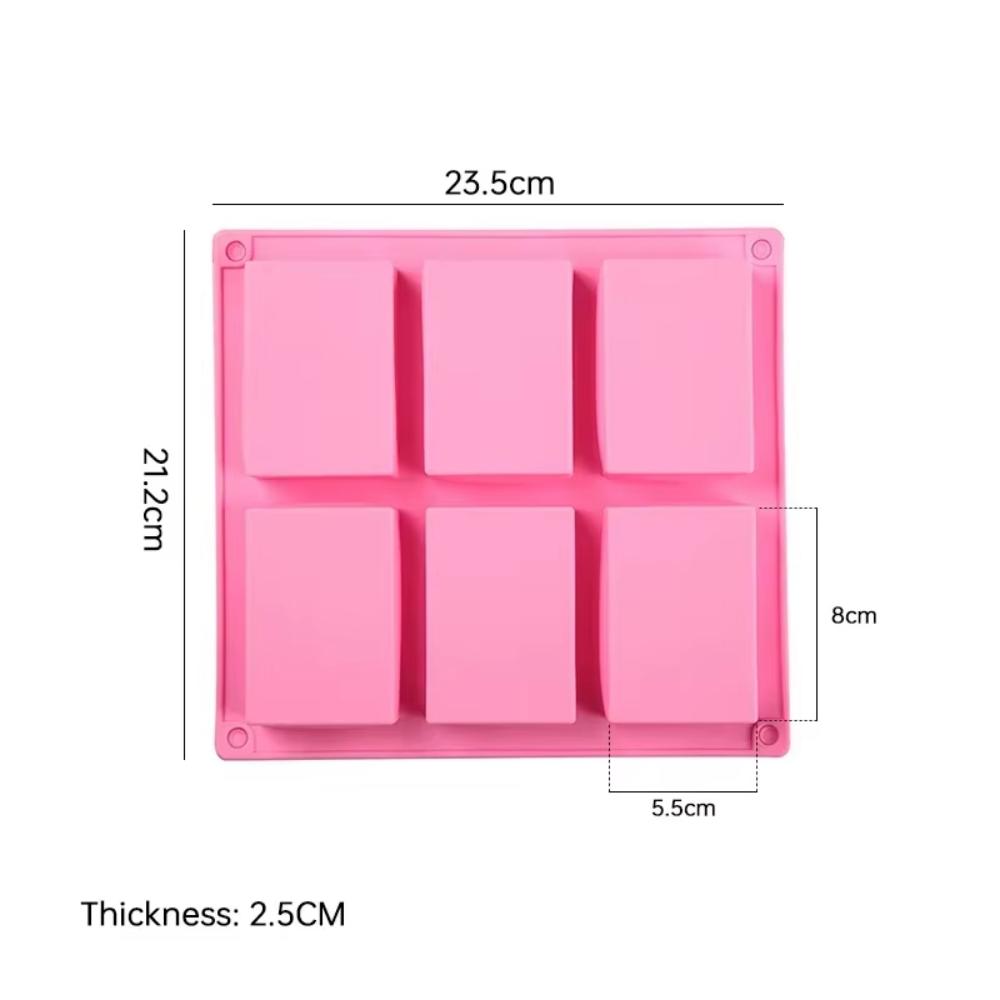 Square soap mold, 6-compartment non-stick silicone brownie pan, square mold, square silicone mold chocolate, cupcake, corn bread