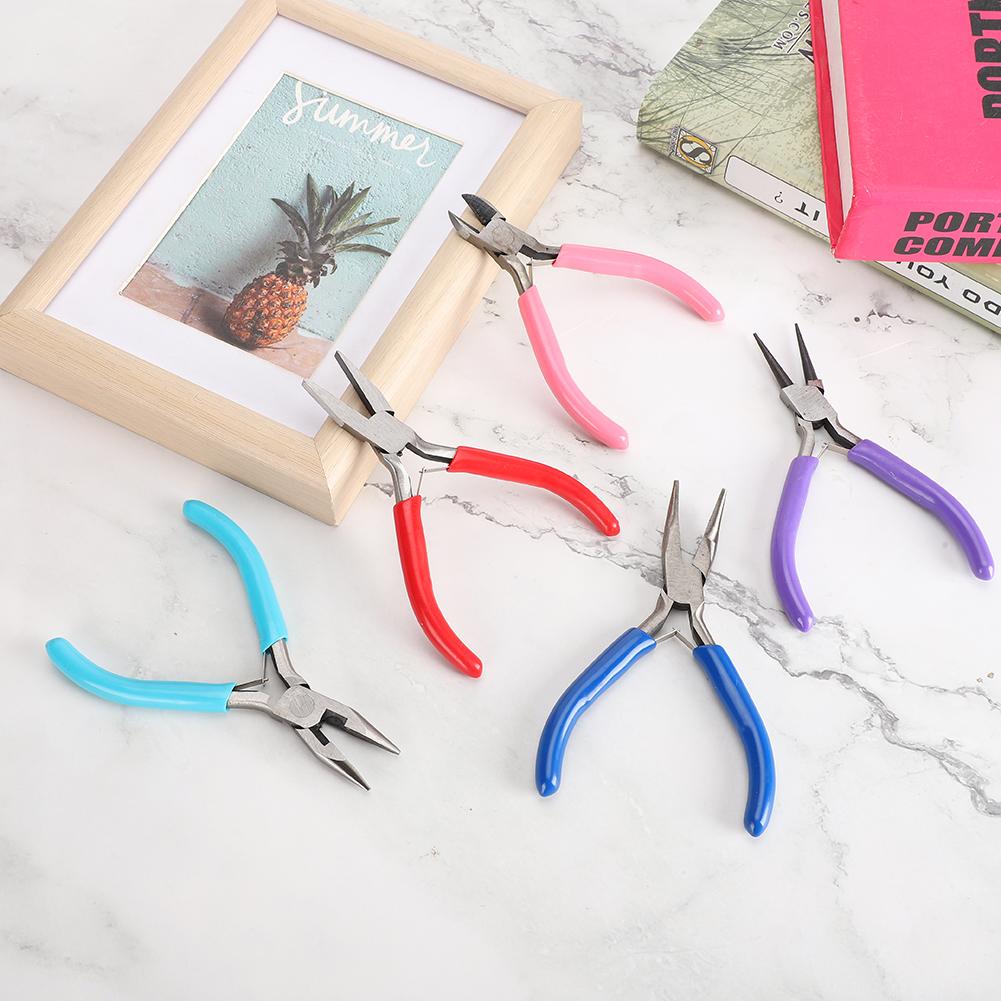 5pcs Mini Pliers Jewellery Making Pincers Flat Long Toothless Nose Clamp Wires Cutter Hand Tool