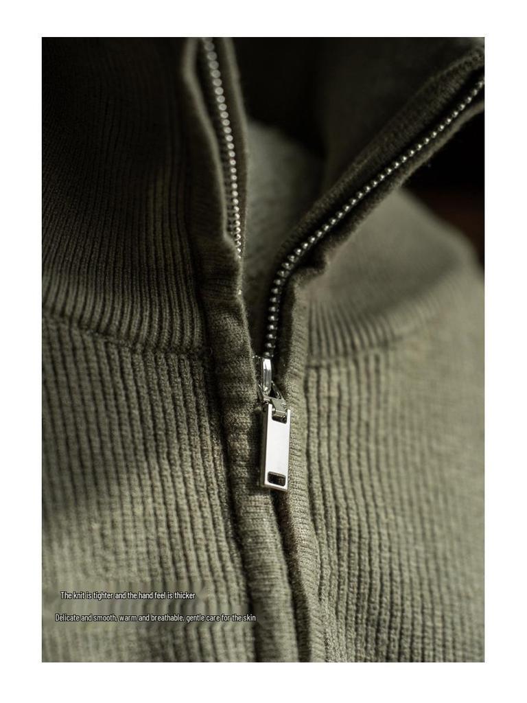 Men's 2025 Autumn/Winter Half-Zip Stand Collar Knit Sweater