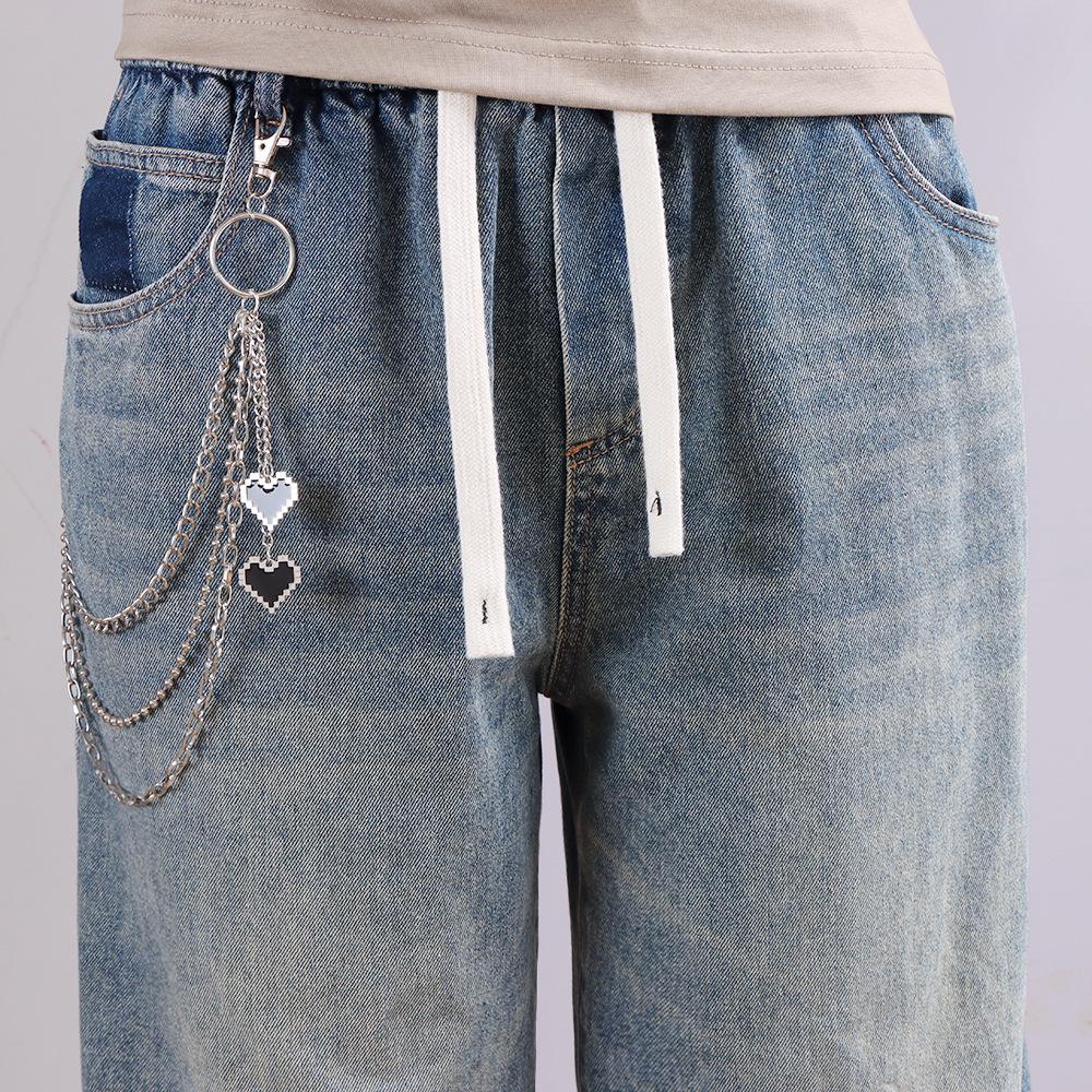 Trendy Black Heart Pendant Multi-layer Pants Chain - European & American Hip Hop Style