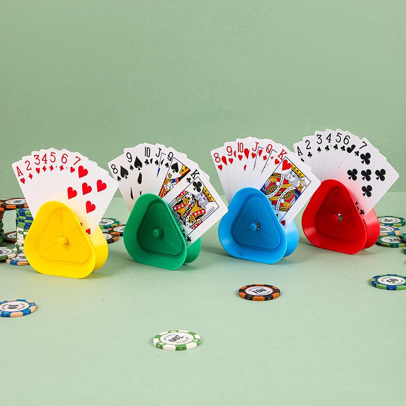 Four-Color Triangular Handheld Poker Card Holder for Guandan Game