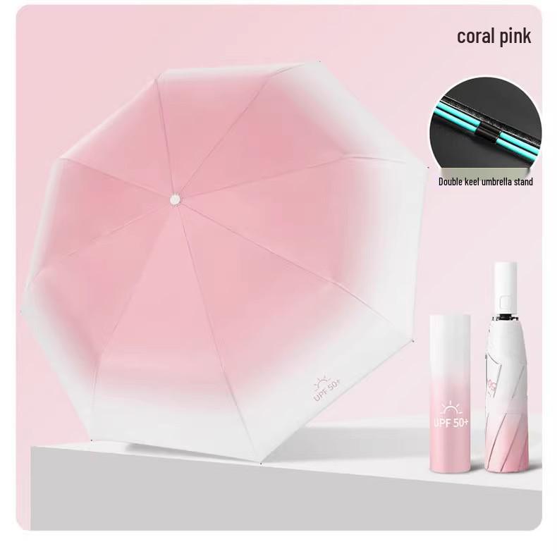 Gradient Color Automatic Foldable Umbrella for Sun & Rain with UV Protection for Women