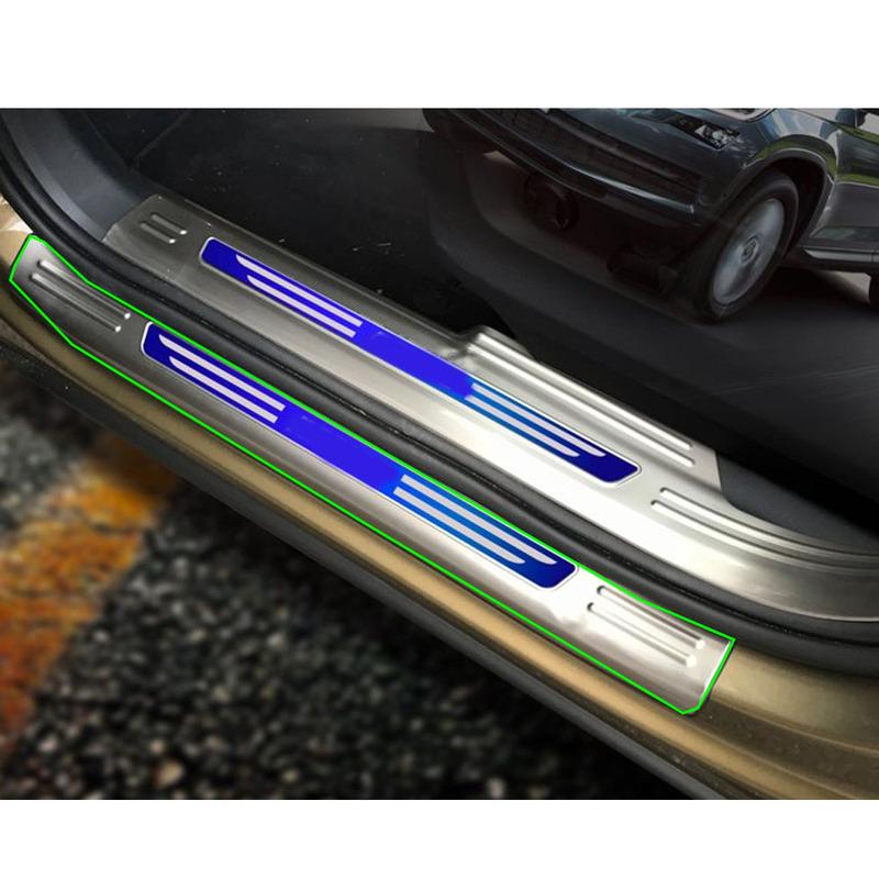 Sticker Trim Stainless Steel For Skoda Kodiaq 2017 2018     Pedal Door Sill Scuff Plate Exterior Threshold 4PCs