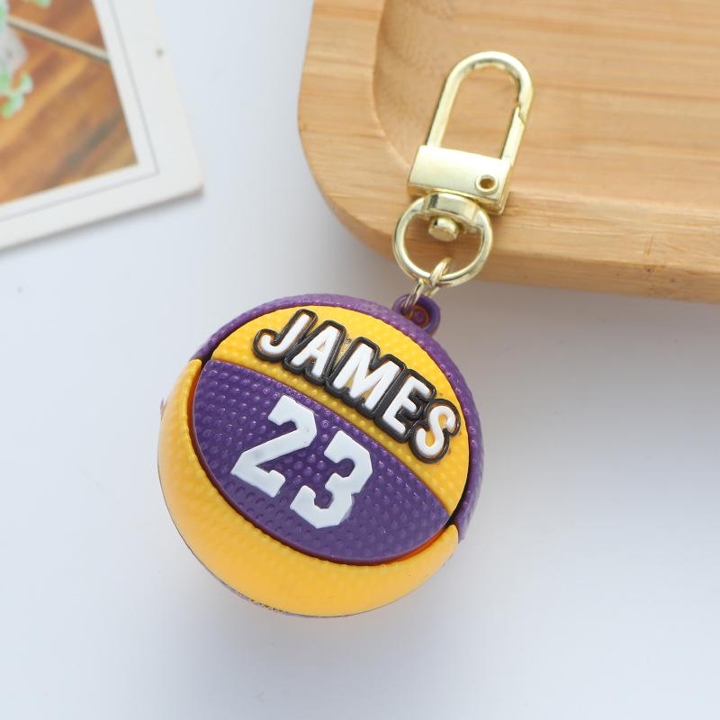 Star Basketball Model Keychain: Kobe, LeBron, Curry Theme - Creative 3D Backpack Ornament