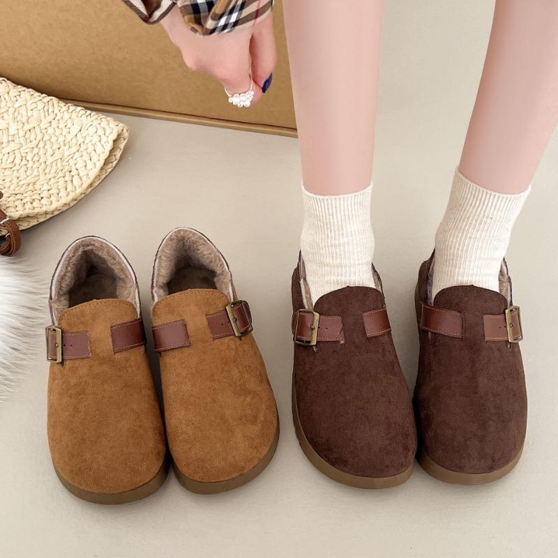 Winter New Outer Wear Women's Bag Heel Velvet Thickened Two Wear Retro Soft Sole One Pedal Doudou Cotton Shoes