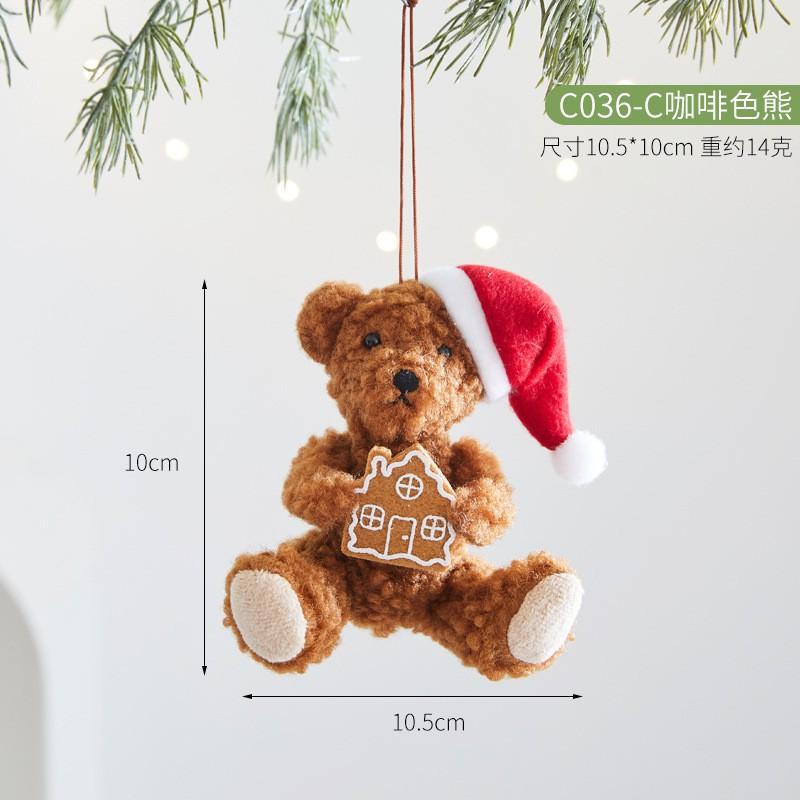 Christmas Plush Bear Ornament Cartoon Cute Desktop Decor Hotel Mall Hanging Decoration