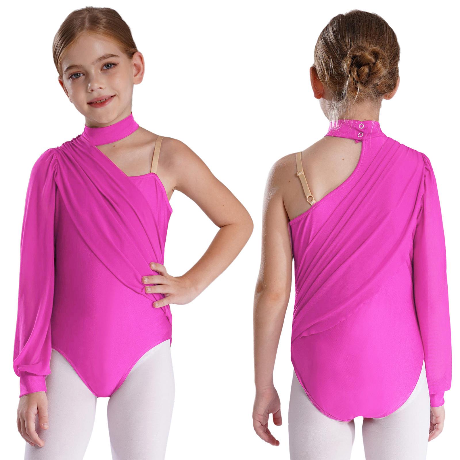 

Детские девочки Балетное джерси Танцевальные купальники Гимнастика Акробатика Фигурное катание Костюм для выступления Купальник с драпировкой из сетки 5-6 Years