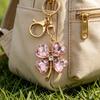 Keychain Pendant Sparkling Rhinestones Four-Leaf Clover Design Key Chain with Lobster Clasp Easy To Hang Key Holder Backpack Car Accessory