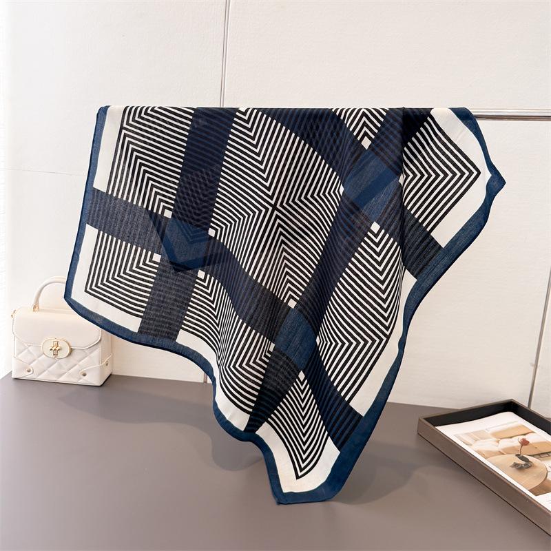 Simple geometric paper pattern imitation velvet herringbone pattern cotton and linen feeling small square scarf silk scarf headscarf shawl decorative