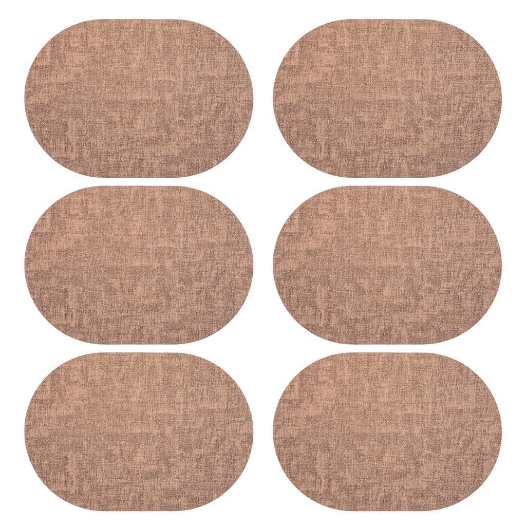 Set of 6 Oval Woven Placemats Heat Resistant Washable Table Mats for Dining Kitchen Tabletop Protection 12x18 Inch